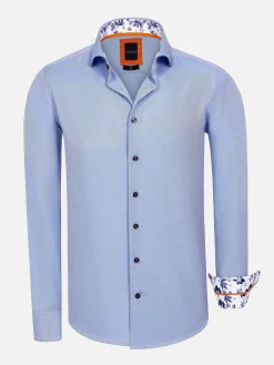 Wam Denim Overhemd Lange Mouwen<Redon Blue Poplin Plain Overhemd Longe Mouw