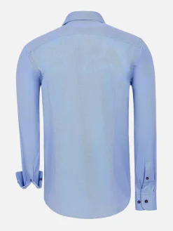 Wam Denim Redon Blue Poplin Plain Overhemd Longe Mouw| Overhemd Lange Mouwen