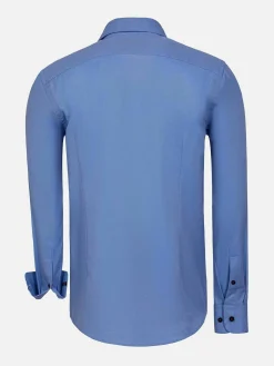 Wam Denim Overhemd Lange Mouwen<Redon Indigo Poplin Plain Overhemd Longe Mouw