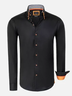 Wam Denim Overhemd Lange Mouwen<Romney Solid Black Overhemd Lange Mouw