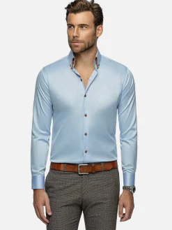 Wam Denim Overhemd Lange Mouwen<Romney Solid Light Blue Overhemd Lange Mouw