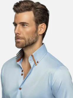 Wam Denim Romney Solid Light Blue Overhemd Lange Mouw| Overhemd Lange Mouwen