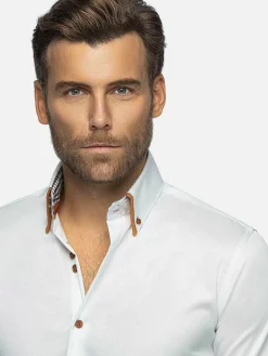 Wam Denim Overhemd Lange Mouwen<Romney Solid White Overhemd Lange Mouw