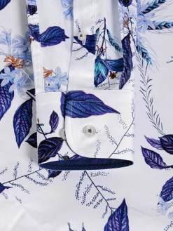 Wam Denim Santorini White Floral Print Overhemd Lange Mouw| Overhemd Lange Mouwen