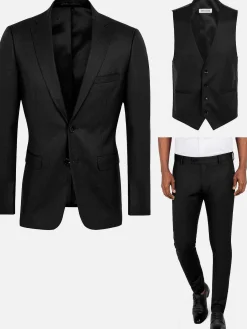 Wam Denim Colberts<Scottsville Notch Lapel Black Suit Colbert