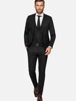 Wam Denim Scottsville Slim Fit Black Suit Gilet| Vesten