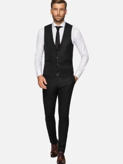 Wam Denim Scottsville Slim Fit Black Suit Gilet| Vesten
