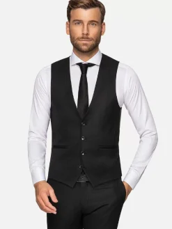Wam Denim Scottsville Slim Fit Black Suit Gilet| Vesten