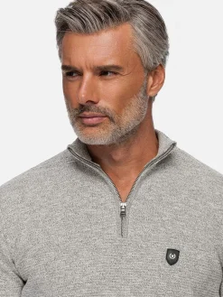 Wam Denim Sharon Half Zip Grey Sweater| Sweaters