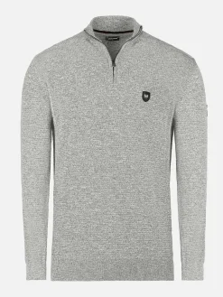 Wam Denim Sharon Half Zip Grey Sweater| Sweaters