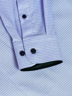 Wam Denim Sky Lake Blue Micro Patterned Long Sleeve Shirt| Overhemd Lange Mouwen