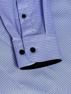 Wam Denim Overhemd Lange Mouwen<Sky Lake Royal Blue Micro Patterned Overhemd Lange Mouw