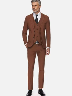 Wam Denim Slim Fit Brown Textured Colbert| Colberts