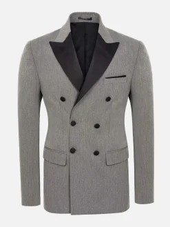 Wam Denim Slim Fit Double Breasted Grey Colbert| Colberts