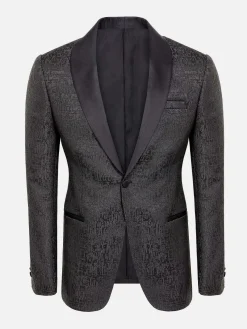 Wam Denim Slim Fit Textured Black Tuxedo Colbert| Colberts