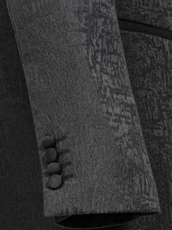 Wam Denim Slim Fit Textured Black Tuxedo Colbert| Colberts