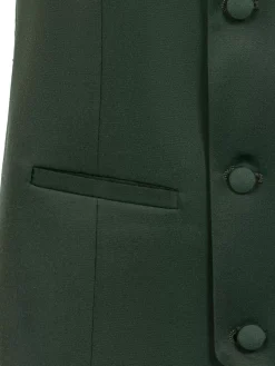 Wam Denim Slim Fit Textured Green Gilet| Gilets