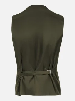 Wam Denim Slim Fit Textured Khaki Gilet| Gilets