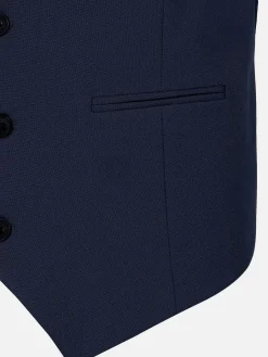 Wam Denim Slim Fit Textured Navy Gilet| Gilets