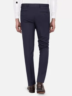 Wam Denim Slim Fit Textured Navy Pantalon| Pantalons