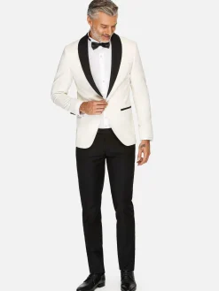 Wam Denim Slim Fit White Tuxedo Colbert| Colberts