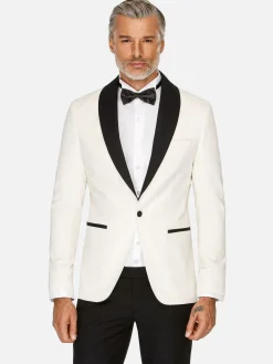 Wam Denim Slim Fit White Tuxedo Colbert| Colberts