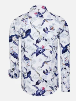 Wam Denim Sullivan White Floral Print Overhemd Lange Mouw| Overhemd Lange Mouwen