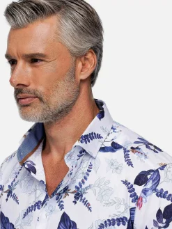 Wam Denim Sullivan White Floral Print Overhemd Lange Mouw| Overhemd Lange Mouwen