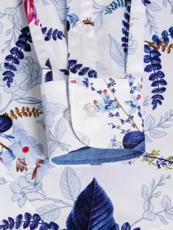 Wam Denim Sullivan White Floral Print Overhemd Lange Mouw| Overhemd Lange Mouwen