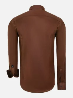 Wam Denim Tempesta Plain Cotton Light Brown Overhemd Lange Mouw| Overhemd Lange Mouwen