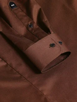 Wam Denim Tempesta Plain Cotton Light Brown Overhemd Lange Mouw| Overhemd Lange Mouwen