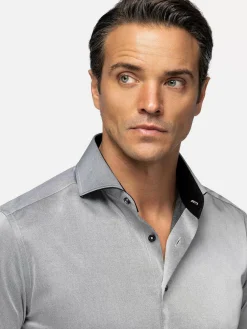 Wam Denim Overhemd Lange Mouwen<Terrassa Solid Grey Overhemd Lange Mouw