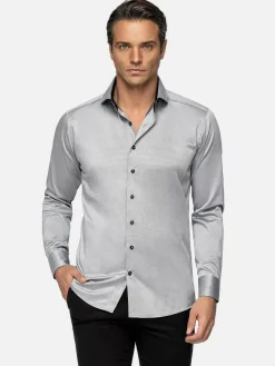 Wam Denim Terrassa Solid Grey Overhemd Lange Mouw| Overhemd Lange Mouwen