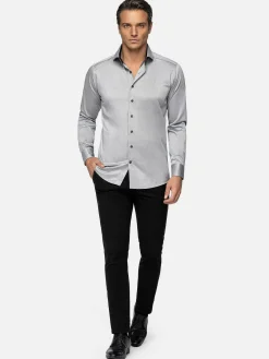 Wam Denim Terrassa Solid Grey Overhemd Lange Mouw| Overhemd Lange Mouwen