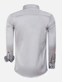 Wam Denim Terrassa Solid Grey Overhemd Lange Mouw| Overhemd Lange Mouwen