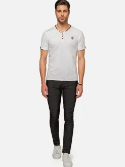 Wam Denim Textured Design Wahar V-Neck White T-Shirt| T-Shirts