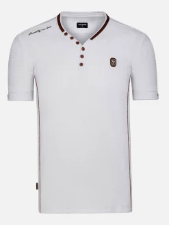 Wam Denim Textured Design Wahar V-Neck White T-Shirt| T-Shirts