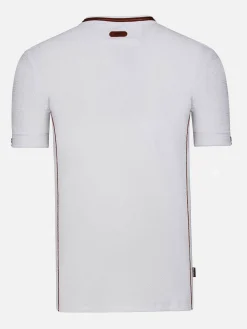 Wam Denim Textured Design Wahar V-Neck White T-Shirt| T-Shirts