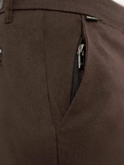 Wam Denim Thor Mini Pattern Check Brown Chino| Chino'S