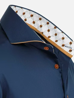 Wam Denim Overhemd Lange Mouwen<Vercelli Solid Navy Overhemd Lange Mouw