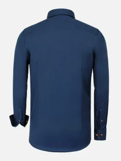 Wam Denim Overhemd Lange Mouwen<Vercelli Solid Navy Overhemd Lange Mouw