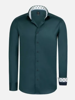 Wam Denim Vercelli Solid Petrol Overhemd Longe Mouw| Overhemd Lange Mouwen