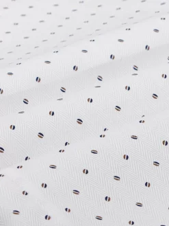 Wam Denim Verdantia Coffee Bean Pattern White Overhemd Lange Mouw| Overhemd Lange Mouwen