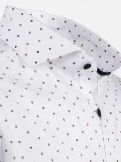 Wam Denim Verdantia Coffee Bean Pattern White Overhemd Lange Mouw| Overhemd Lange Mouwen