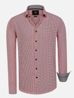Wam Denim Vermilion Checkered Red Overhemd Lange Mouw| Overhemd Lange Mouwen