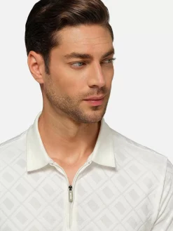 Wam Denim Vista Zipper White Polo| Polo'S